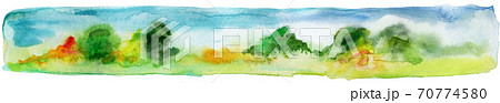 Hand Painted Watercolor isolted Autumn Landscape Hand Painted Watercolor isolted Autumn Landscape 70774580