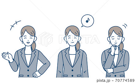 ビジネスウーマン　会社員　スーツ姿の女性　笑顔　頷く 70774589