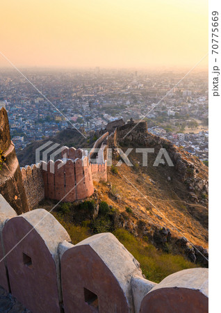 View of Jaipur city from Nahargarh Fort in Jaipur, Rajasthan, India. View of Jaipur city from Nahargarh Fort in Jaipur, Rajasthan, India. 70775669