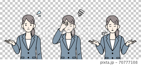 ビジネスウーマン　会社員　肩をすくめる　困る　ネガティブな感情 70777108