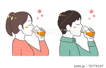 ビールを飲んでほろ酔いになるのイラスト素材