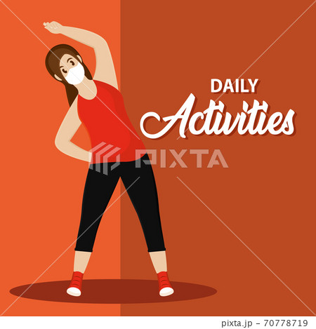 Woman exercise with mask banner Woman exercise with mask banner 70778719