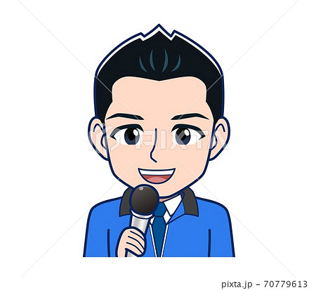 Male clerk in a blue outerwear Male clerk in a blue outerwear 70779613