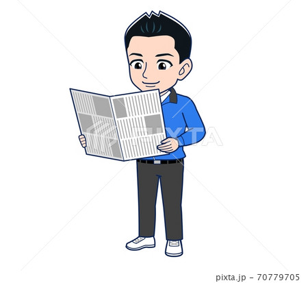 Male clerk in a blue outerwear Male clerk in a blue outerwear 70779705