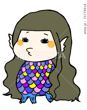手書き風アマビエ ヘアチェンジ 手書き風アマビエ ヘアチェンジ 70779918
