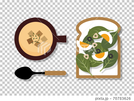 コーンスープとトーストのイラストのイラスト素材