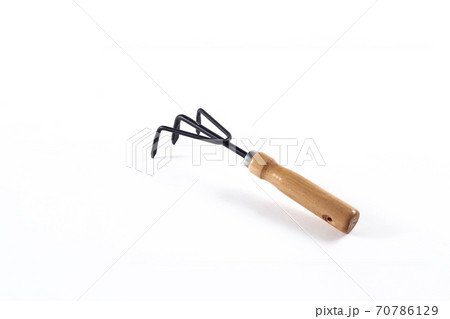 Small gardening fork isolated on white backgroun 70786129