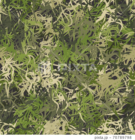 Camouflage needles plants, seamless pattern. Grunge ghillie green background Camouflage needles plants, seamless pattern. Grunge ghillie green background 70789798