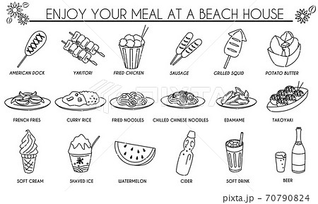 海の家　食べ物　アイコンセット 70790824