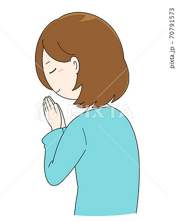 手を合わせて祈る女性のイラスト素材