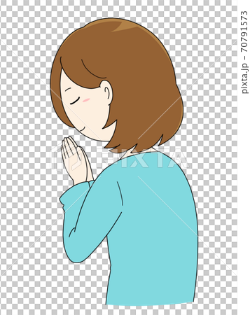 一個女人用她的雙手一起祈禱 70791573