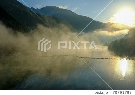 朝霧の大滝ダム湖(奈良県吉野郡川上村) 朝霧の大滝ダム湖(奈良県吉野郡川上村) 70791795
