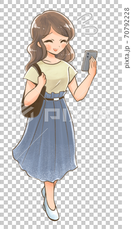 スマートフォンを使う困り顔の女性 70792228