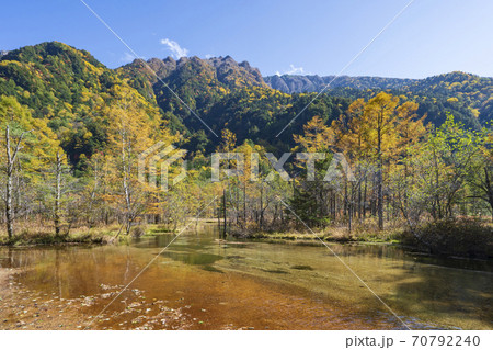 《長野県》秋の上高地 田代湿原と田代池 《長野県》秋の上高地 田代湿原と田代池 70792240