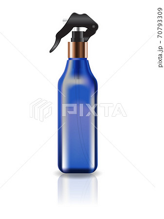 Blank blue cosmetic square bottle with spray head for beauty or healthy product. 70793309