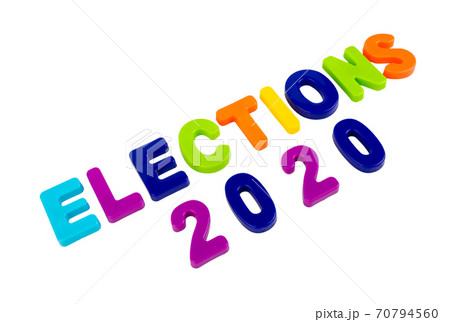 Text ELECTIONS 2020 on a white background. Text ELECTIONS 2020 on a white background. 70794560