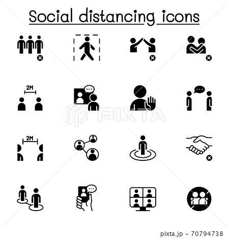 Social distancing icons set vector illustration graphic design Social distancing icons set vector illustration graphic design 70794738