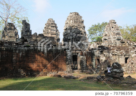 カンボジア アンコール遺跡 バンテアイ クデイ 僧坊の砦 の写真素材