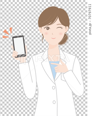 白衣の女性 スマホ 白衣の女性 スマホ 70797911