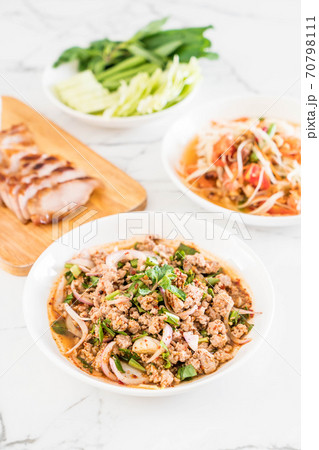 spicy mince pork (Larb - Traditional Thai Food) 70798111
