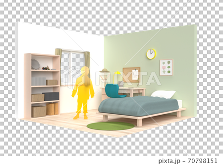 一人で楽しむ子供部屋 シルエットありのイラスト素材