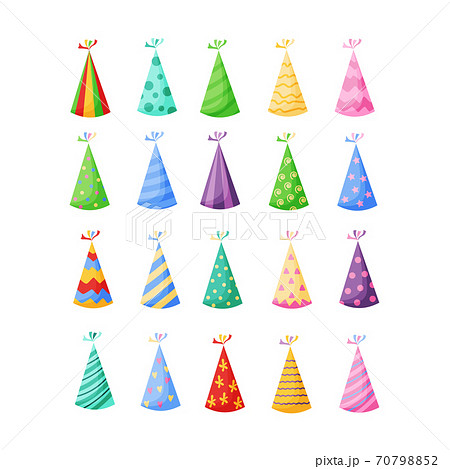 Birthday Party Hats Set Vector Illustration In のイラスト素材