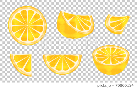 Orange round slice and comb type watercolor style set material Orange round slice and comb type watercolor style set material 70800154