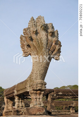 カンボジア、アンコールワット、ナーガ（蛇神）の写真素材 [70800221