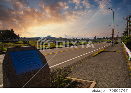 森高千里楽曲歌碑と渡良瀬橋 森高千里楽曲歌碑と渡良瀬橋 70802747