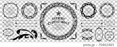 Christmas frame set, wreath design, ornament and decoration design Christmas frame set, wreath design, ornament and decoration design 70802865