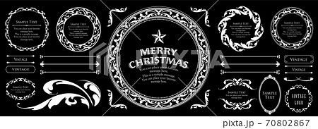 クリスマスのフレームセット、リースのデザイン、オーナメントや装飾デザイン クリスマスのフレームセット、リースのデザイン、オーナメントや装飾デザイン 70802867