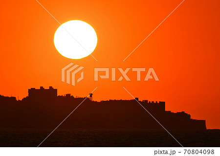 軍艦島の夕景 軍艦島の夕景 70804098