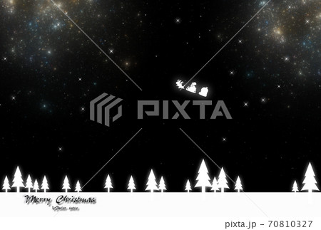 クリスマス 銀河の夜のサンタのイラスト素材