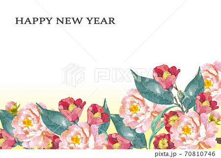 椿と牡丹の花年賀状 椿と牡丹の花年賀状 70810746