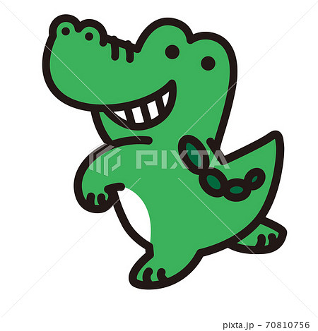 こちらに振り向いているワニのキャラクターのイラスト素材