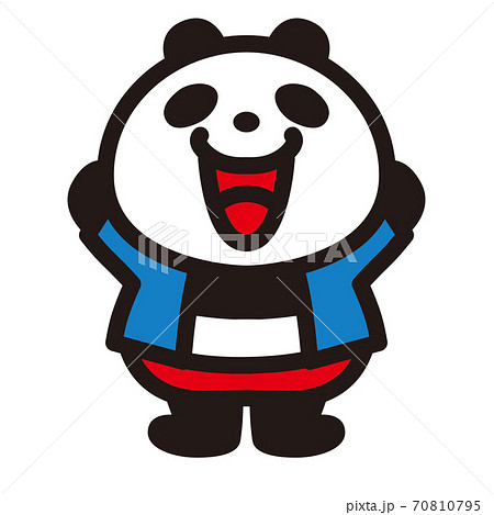 万歳して喜ぶパンダのキャラクター 70810795