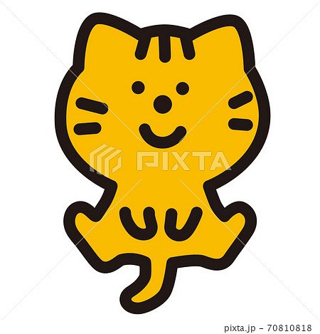 お座りをしているトラネコのキャラクターのイラスト素材