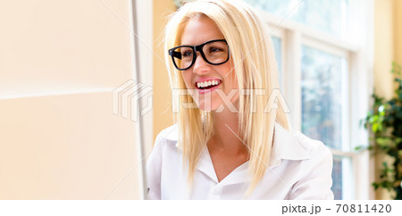 Graphic designer using her pen tablet 70811420