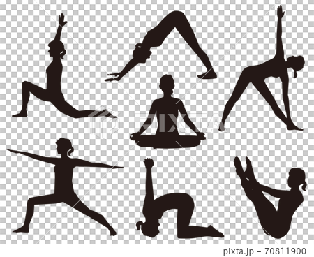 ヨガポーズ シルエット 5のイラスト素材