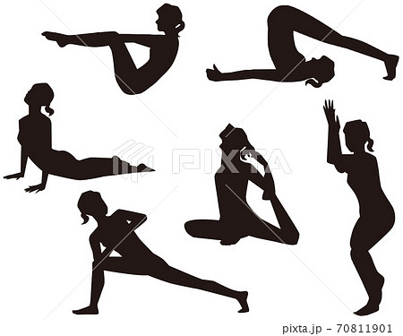 ヨガポーズ シルエット 6のイラスト素材