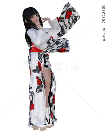 白いバックでポーズをとる着物姿の少女 白いバックでポーズをとる着物姿の少女 70812300