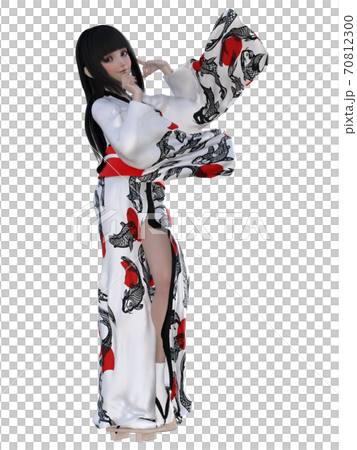 白いバックでポーズをとる着物姿の少女 白いバックでポーズをとる着物姿の少女 70812300