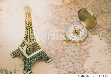Vintage Film Look, Eiffel tower miniature with 70813148