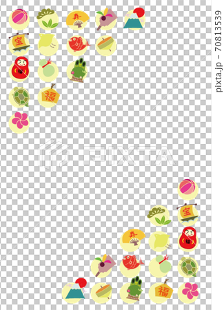 縁起物の素材 背景素材 フレーム ポストカード  70813539