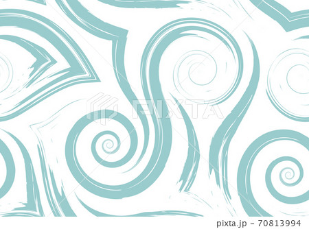 Stock Seamless vector pattern of turquoise flowing lines and spirals isolated on white background.Waves and swirl texture for packaging or website background decor. 70813994