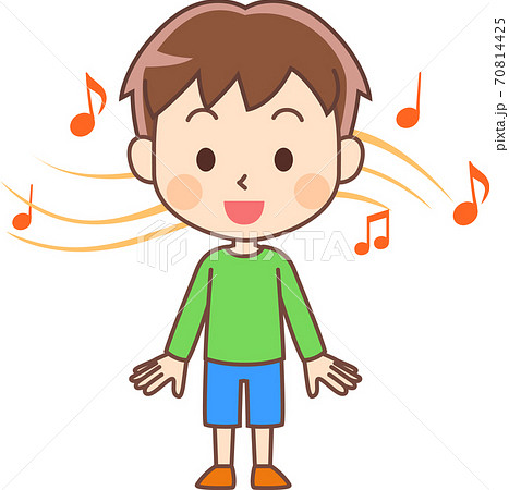 音楽を聴く少年のイラスト素材