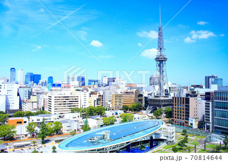 名古屋市、テレビ塔と水の宇宙船の風景 名古屋市、テレビ塔と水の宇宙船の風景 70814644