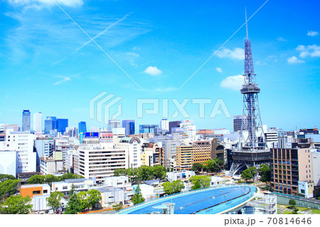 名古屋市、テレビ塔と水の宇宙船の風景 名古屋市、テレビ塔と水の宇宙船の風景 70814646