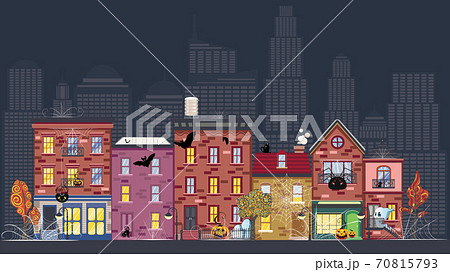 Town at Halloween night 70815793