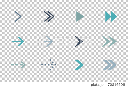 矢印のアイコンのセット シンプル ビジネス 三角 方向 再生 標識 ベクトル ピクトグラム 記号のイラスト素材